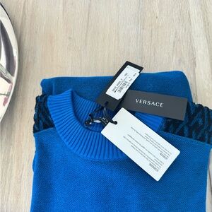 Versace Men's Vibrant Blue Crewneck Sweater